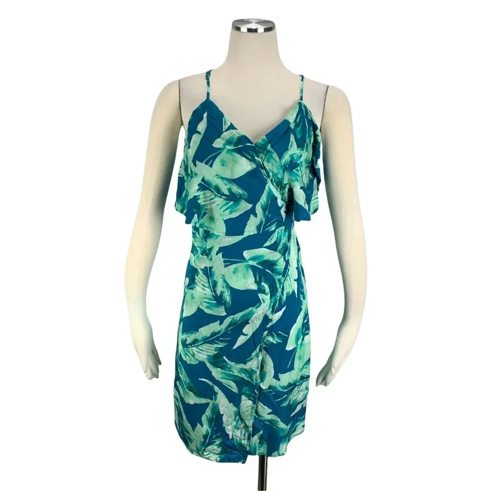 Gianni Bini XS Palm Wrap Dress NWT $109 Amy Blue Green Summer Cruise